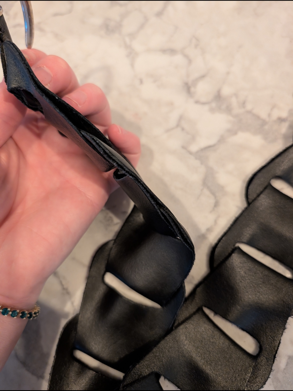 Womens Black Genuine Leather Belt - Picture 2 of 7
